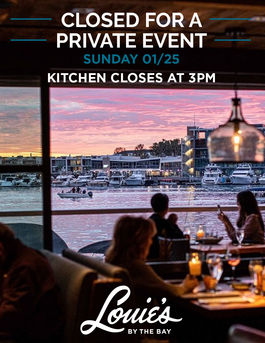 Closed for a Private Event, Sunday, January 25, 2026. Kitchen Closes at 3pm